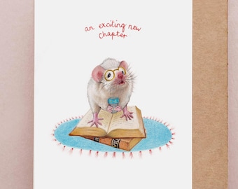 An Exciting New Chapter Greetings Card, Cute New Job Card, Career/Housemove Gift