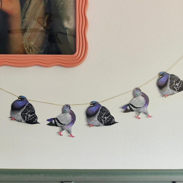 Pigeon garland - bird wall decor - home decor - housewarming gift