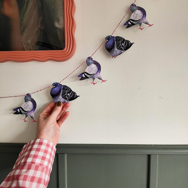 Pigeon garland - bird wall decor - home decor - housewarming gift