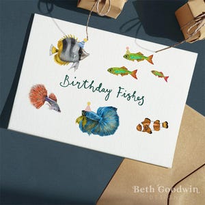 Geburtstags-Fische Karte, Fisch-Geburtstagskarte, Geburtstagskarten, Fisch-Karte, Fisch-Liebhaber-Karte, lustige Karten