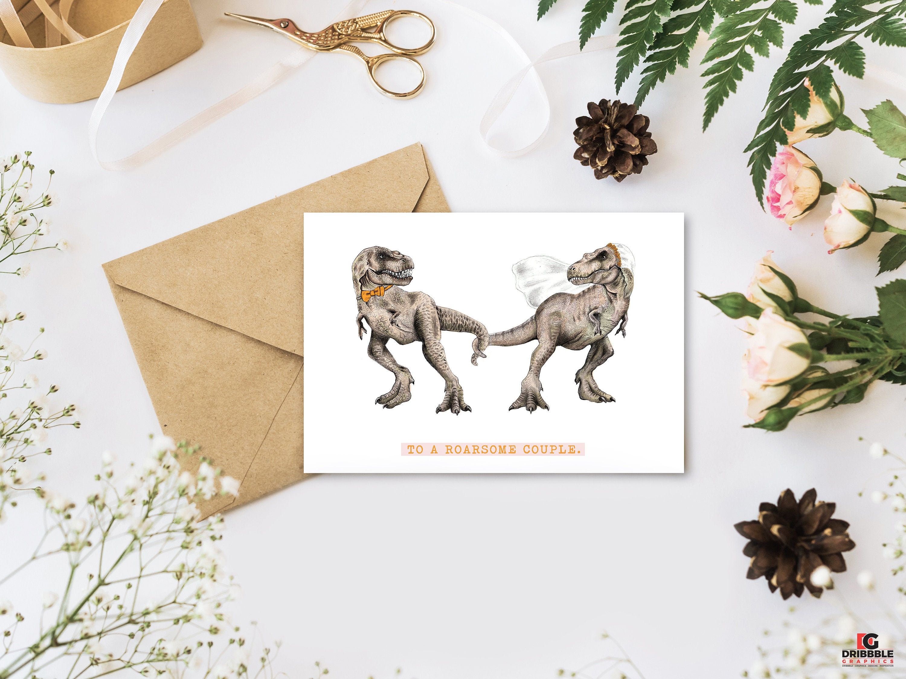 Dinosaur Wedding Card Wedding Card Mr and Mrs card T-Rex | Etsy