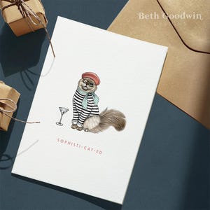 Sophisti-cat-ed Katzenkarte, lustige Katzenkarte, lustige Katzenkarten, persische Katzenkarten, lustige Karten, Katzenliebhaber, niedliche Katzen-Geburtstagskarte