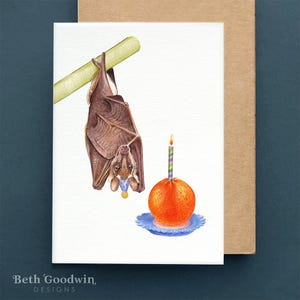 Fruit Bat Geburtstagskarte, süße Fledermaus Karte, lustige Karten, lustige Geburtstagskarte