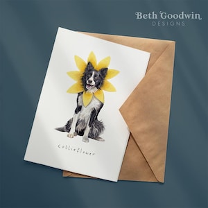 Collieflower Karte, Border Collie Karte, lustige Karten, Geburtstagskarten, Hundekarten