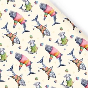 Sharks in Jumpers Wrapping Paper, 50x70cm gift wrap sheets Gift