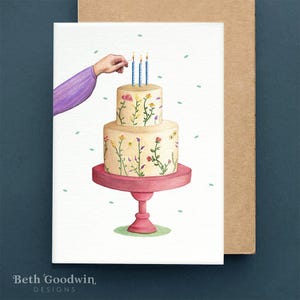 Carte de gâteau d'anniversaire, cartes d'anniversaire, jolie carte d'anniversaire pour fille, cartes pour maman, cartes pour elle