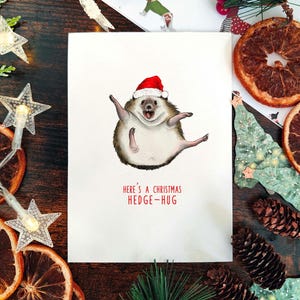 Weihnachtskarte mit Igelmotiv, Weihnachtskarten, Igel-Umarmungskarte, Igel-Geschenke, Lustige Feiertagskarte, Lustige Weihnachtskarten, Lustige Igel-Geschenkkarte