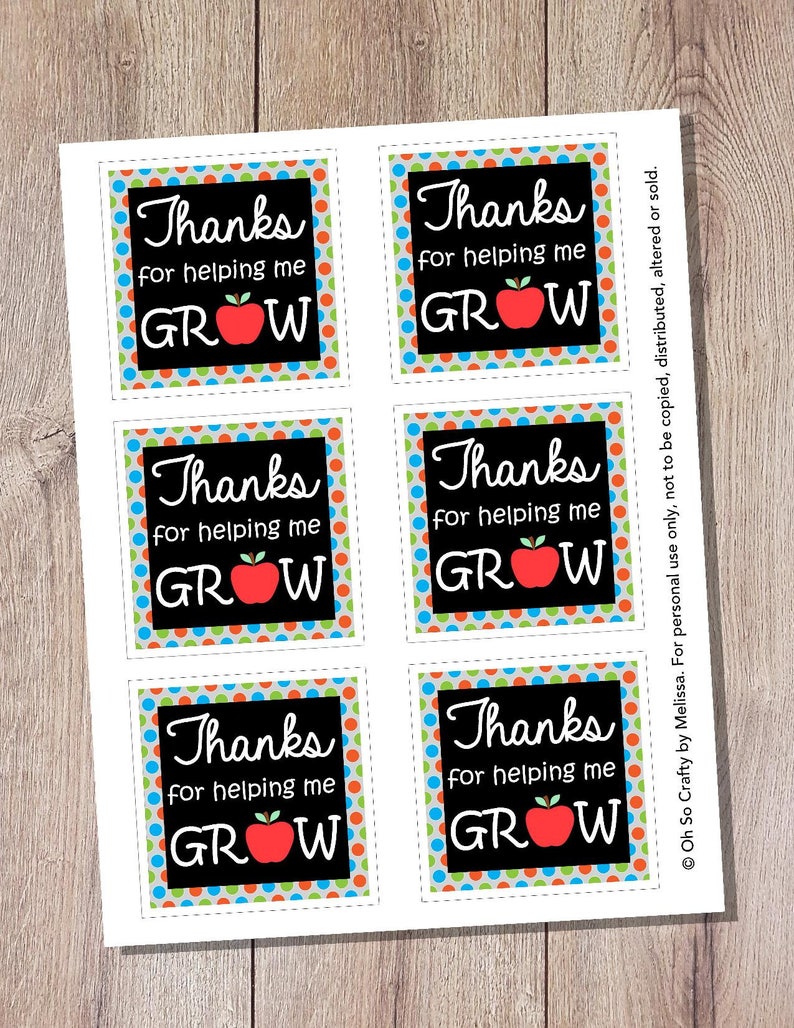 Thank You For Helping Me Grow Printable Tags Printable Word Searches