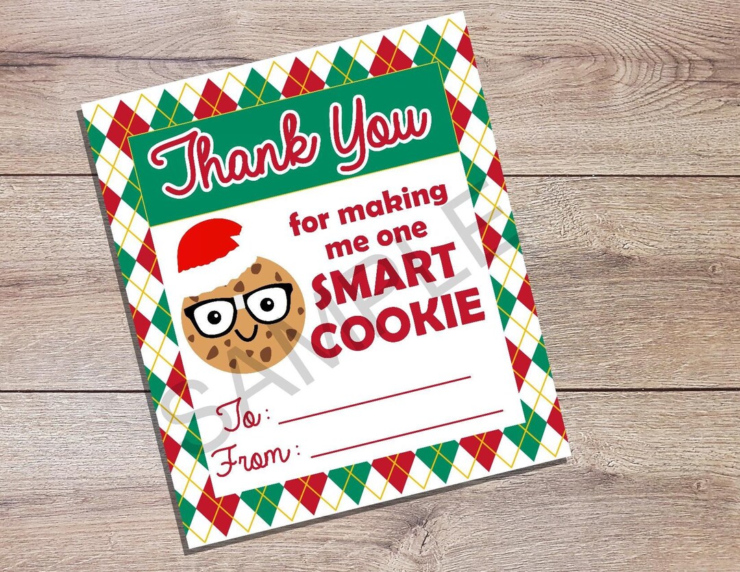 PRINTABLE Smart Cookie Gift Tags, Teacher Appreciation Tags, Christmas ...