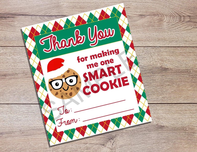 PRINTABLE Smart Cookie Gift Tags, Teacher Appreciation Tags, Christmas ...
