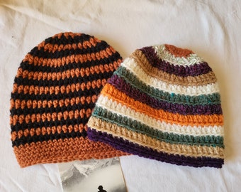 Bonnet coloré fantaisie en laine , 2 modèles au choix, crochet, chapeau, fait main.