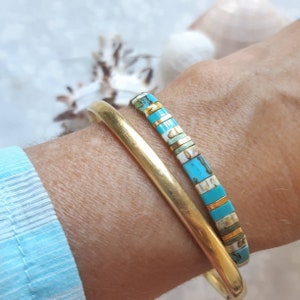 Japanese Miyuki Tila coral, turquoise and gold bead bracelet 24K, trendy boho boho bracelet, gift, adjustable macramé. image 5