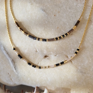 Fine serpentine chain necklace (24k fine gold) and Japanese miyuki beads, minimalist necklace, boho boho, women&#39;s gift.