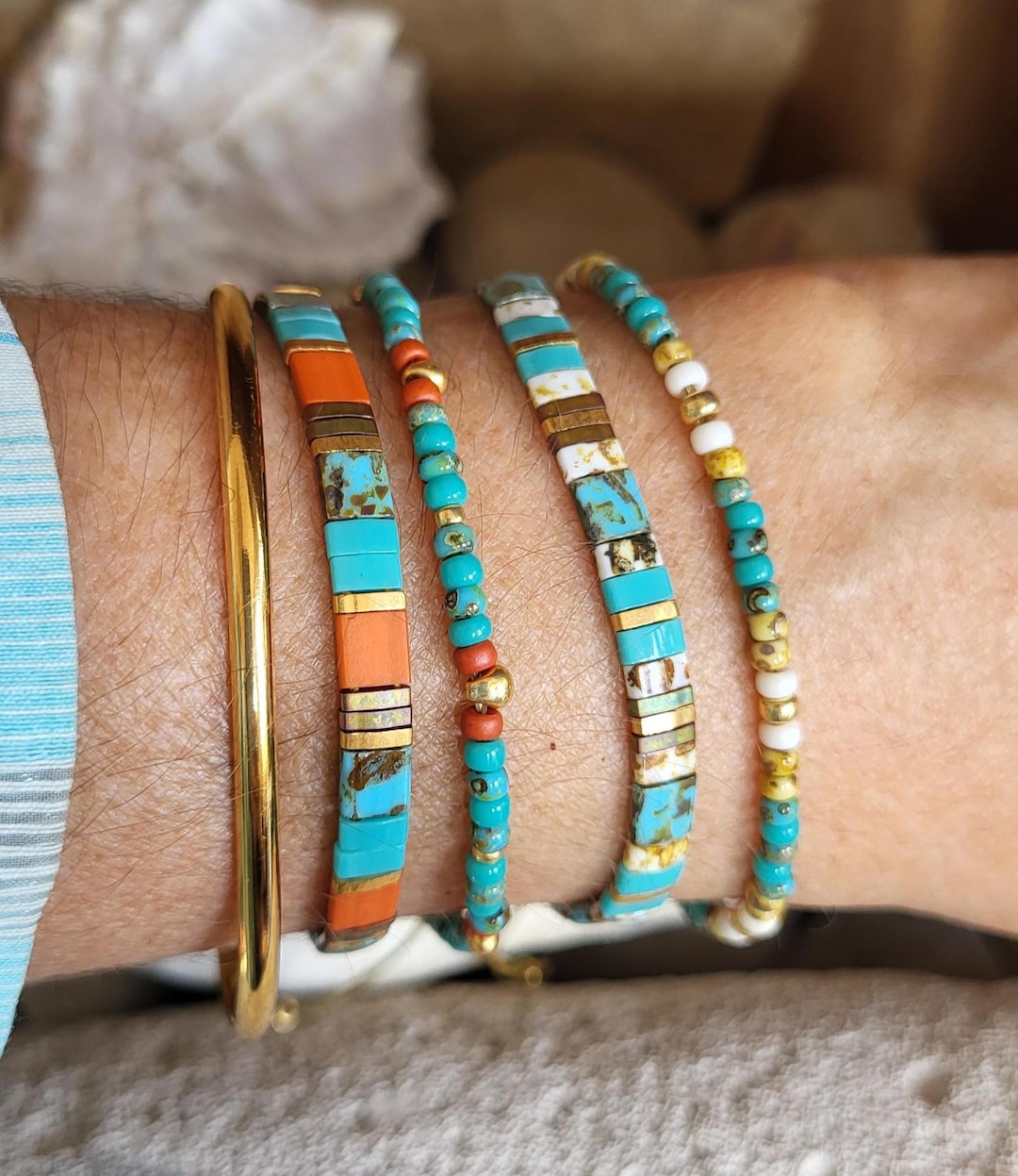 Bracciale a fascia con Perline di vetro Miyuki - Gioielli - Braccia... | su