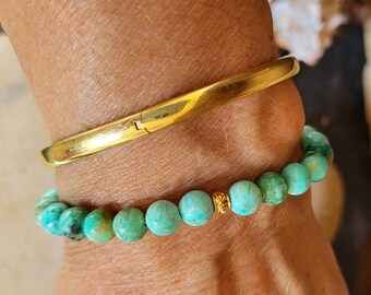 TURQUOISE pearl bracelet with gold-plated pearl (3 microns) or silver, boho chic, gift for women, men.