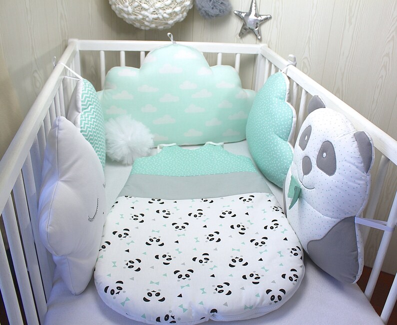 5 Coussins Pour Tour De Lit Ou Parc Panda Nuage Et Etoile Etsy