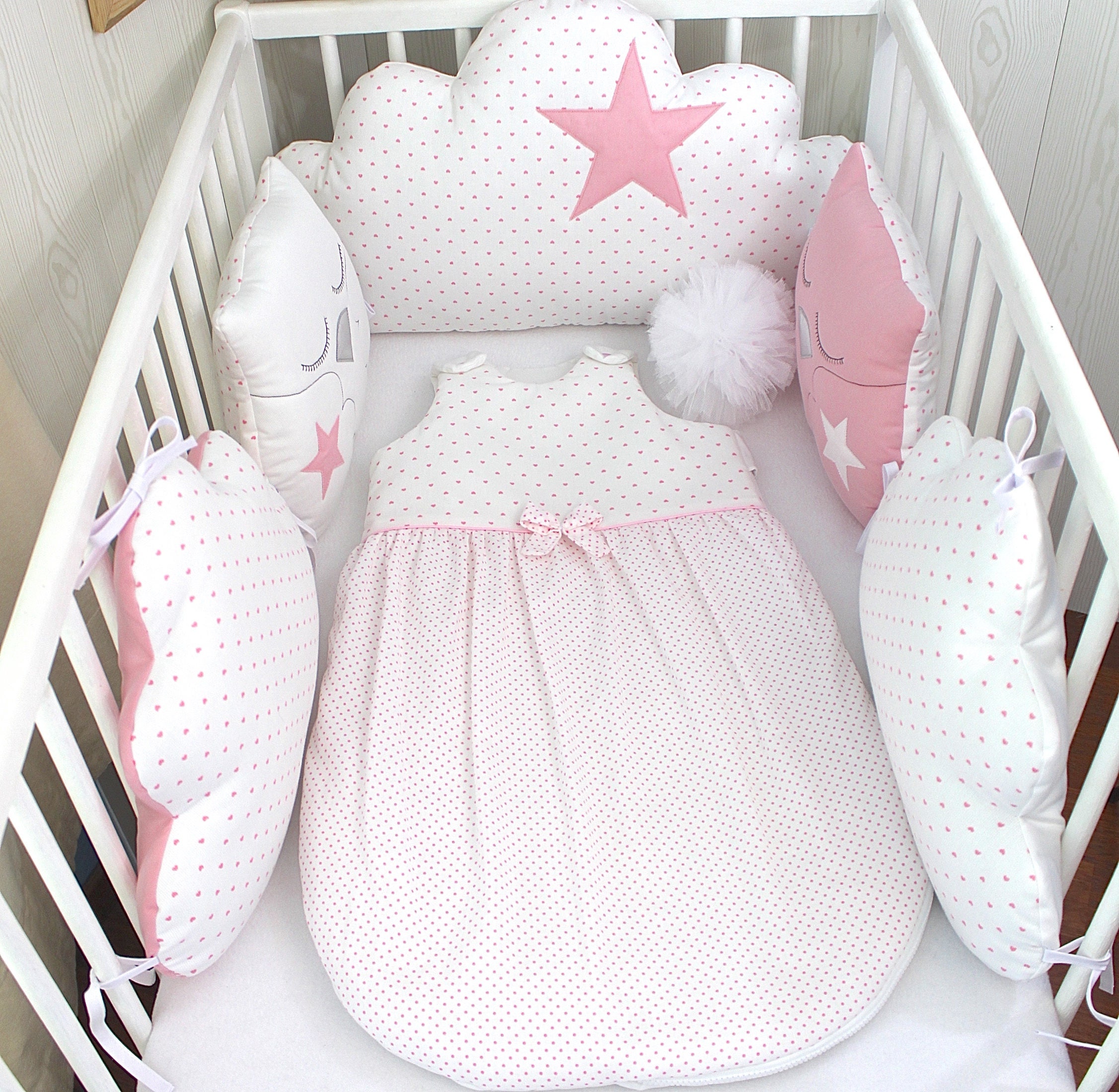 Baby Sleeping Bag To Match Cot Bumpers 1 8 Months White Etsy Israel