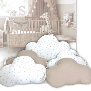 Beige and plain beige star cloud cushions, individually or in batches