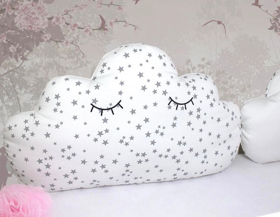 1 coussin nuage 70 cm large pour décoration chambre enfant, blanc