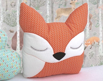 orange-red fox cushion