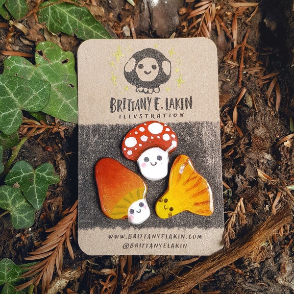 Mushroom Pins - Set of 3