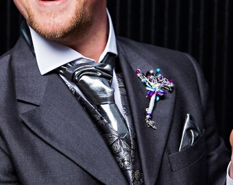 Wedding Corsage: Alternative Buttonhole with your choice of Birthstones & Swarovski Crystals. Groom, Mother of the Bride, Bestman