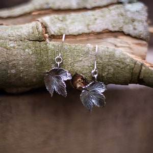 Hop Leaf Earrings: Sterling Silver Leaves, Real Ale, Craft Beer Lover Jewellery, Gardener Gift