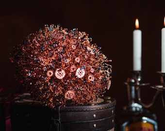 Alternative Bouquet: A Steampunk inspired wedding bouquet, created with handmade copper cogs and Swarovski Crystals in Autumn colours