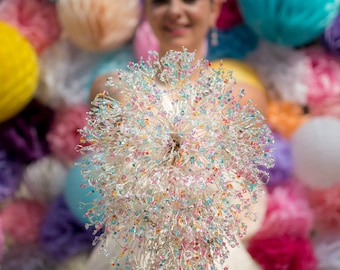 Alternative Wedding Bouquet: A Rainbow Sweetie, alternative bespoke bouquet with Swarovski Xilions, Stars & Tiny Sterling Bronze Sculptures