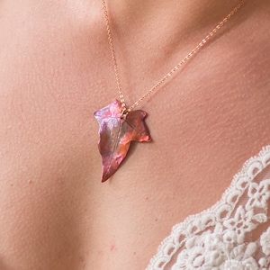 Copper Leaf Pendant Necklace: Choose from; Hop, Oak, Ivy, Blackberry, Grape Vine, Acorn, Anniversary Gift
