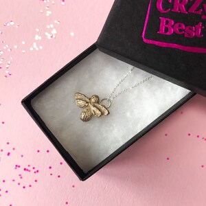 Bee Necklace: Choose from sterling silver, bronze or copper for your own bee necklace on a sterling silver trace chain