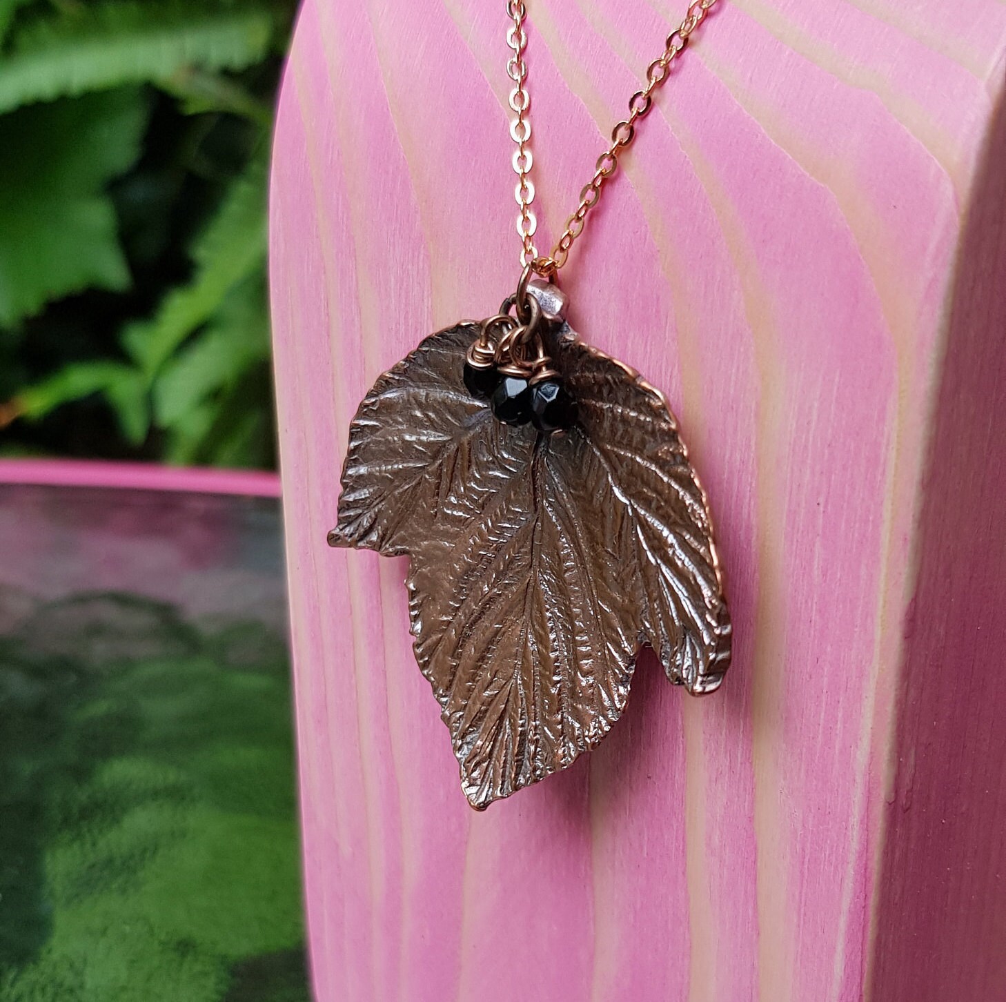 Copper Leaf Pendant Necklace Choose From Hop Oak Ivy Etsy UK