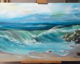 Sea painting, sea breeze, wall decoration made in Italy