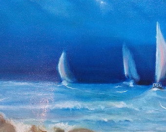 Painting of deep blue sea, pictorial wall decoration, for those who love the sea