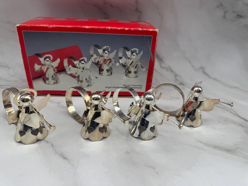 Vintage Silverplated Angel Napkin Rings Holders image 2
