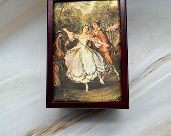 Vintage Toyo Rokoko Stil viktorianischen romantischen dekorativen Samt Musik Trinket Schmuckschatulle