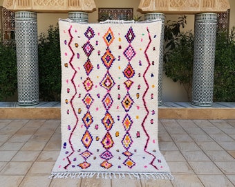 Azilal Rug 8'4"x 4'9"Ft Colorful Berber Rug , Berber Teppich azilal - Tapis Berbère Azilal