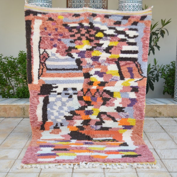 Beni Ourain Colored Rug 8'3x5'1" Ft - Carpet Beni Ouarain Moroccan - Beni Ourain Teppich - Colorful Beni Ourain Rug