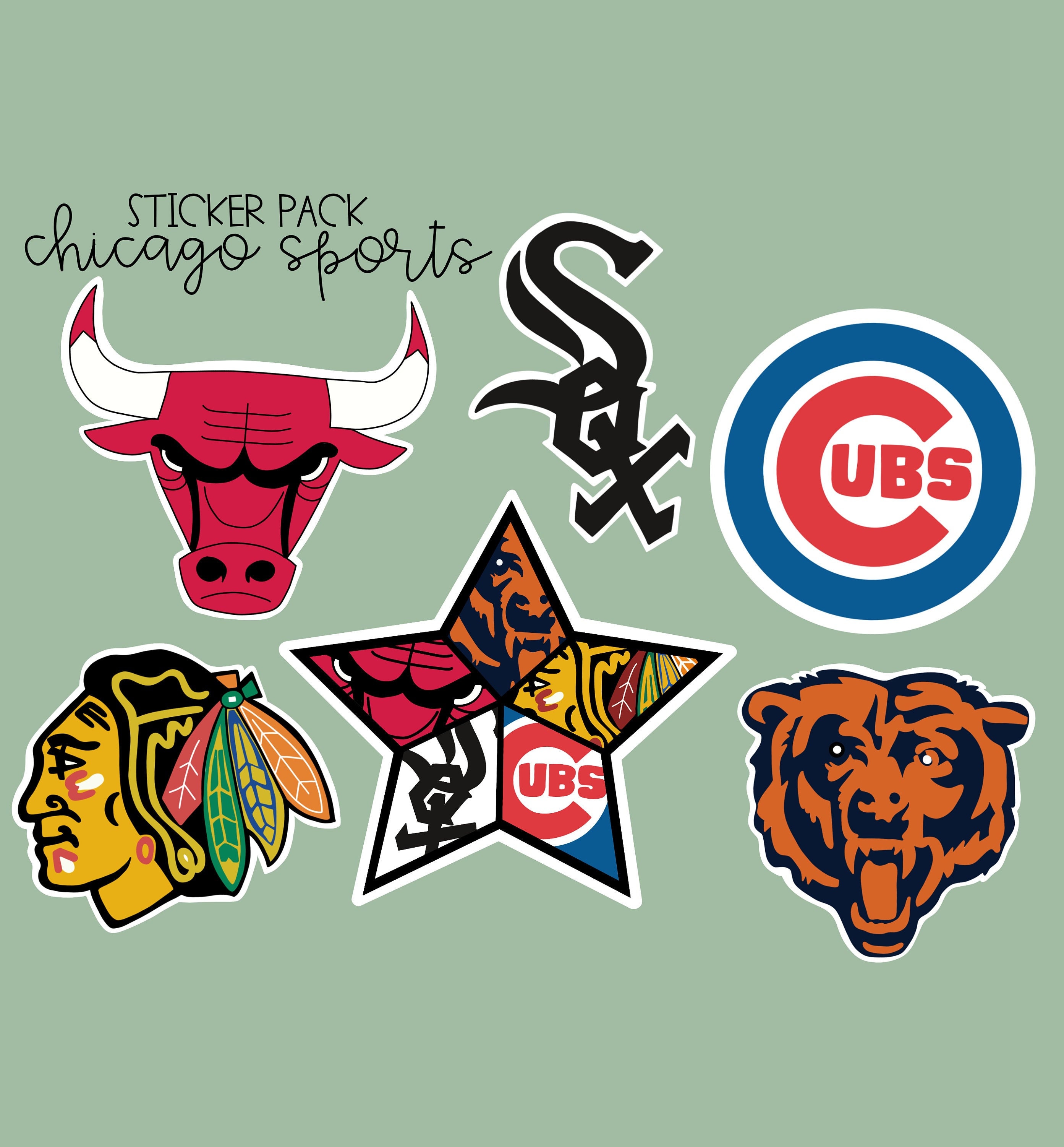 Chicago Sports Both Stickers & Etsy