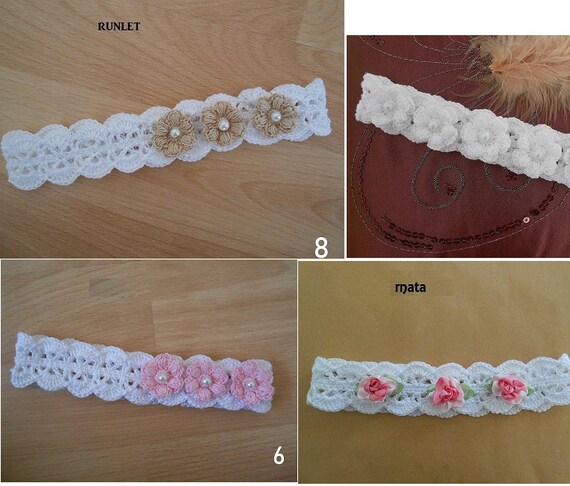 Bandeau Bebe Fille Dentelle Bapteme Cheveux Au Crochet Etsy