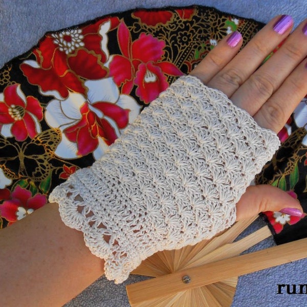 Mitaines au crochet   fingerless,women cotton gloves,gift for her