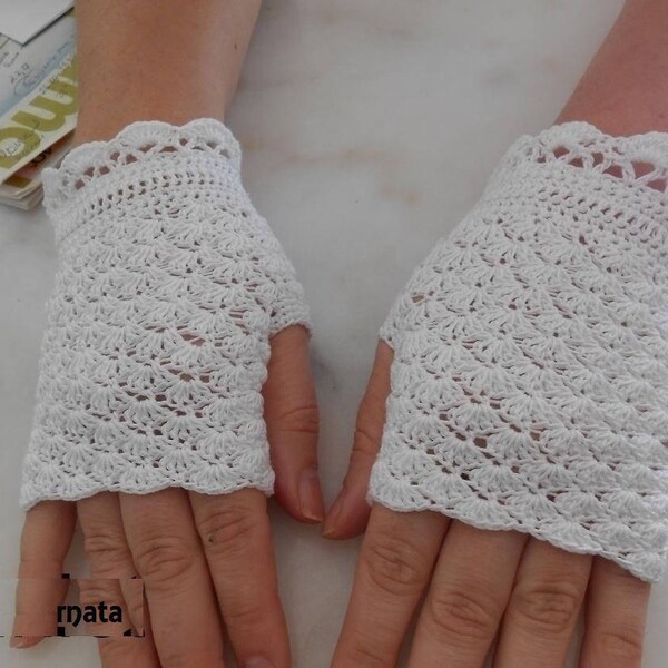 Mitaines au crochet   fingerless,women cotton gloves,gift for her