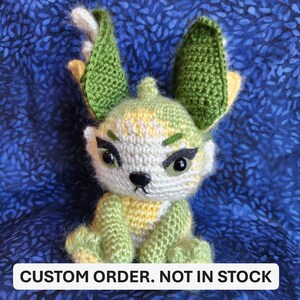 Palia inspired Leafy Flutterfox crocheted plushie. CUSTOM ORDER