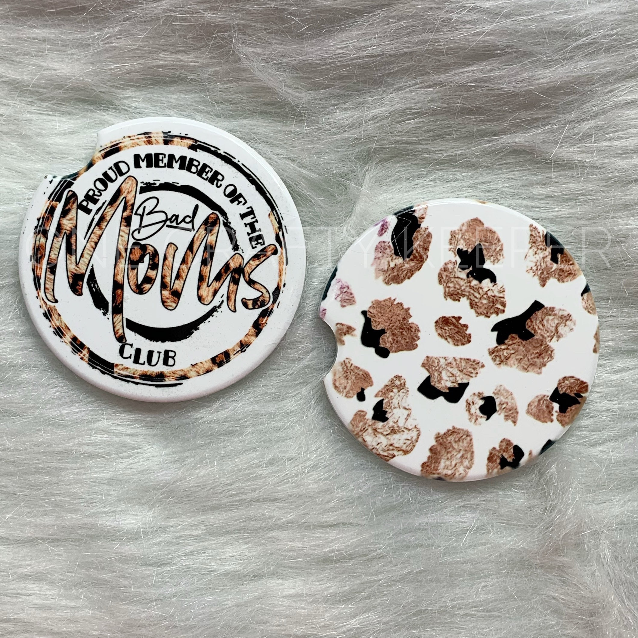 Ceramic set of 2 Car Coasters with Cork backing. Etsy