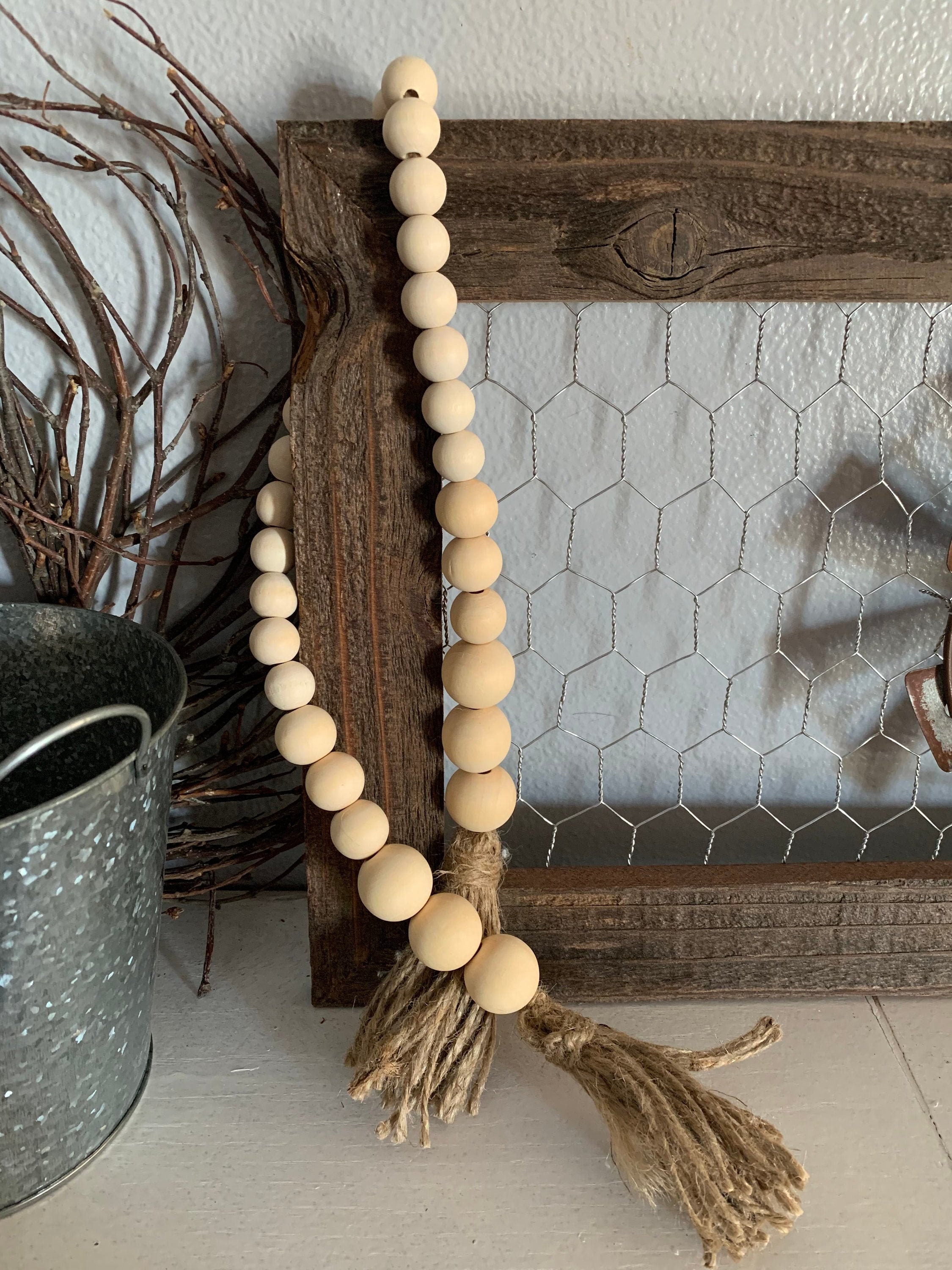 Natural Wood Bead Garland Etsy