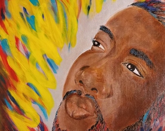 Hombre negro inspirado arte de la pared Arte afroamericano Pintura masculina africana Pintura de la cara masculina para la pintura de la guarida Arte del pasillo para la pintura del dormitorio