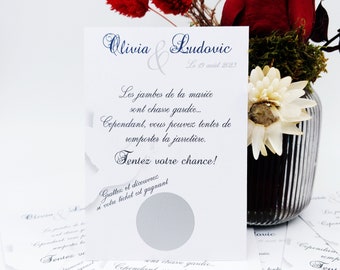 Cartes à gratter jarretière ou tombola - Mariage - Colombe