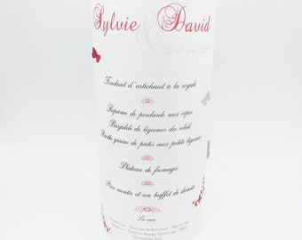 Butterfly Wedding Menu - Tealight Menu - Tracing Menu - Baptism - Personalized