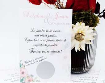 Cartes à gratter - Cartes jarretière - Cartes tombola - Mariage - Floral - Champêtre - Douceur