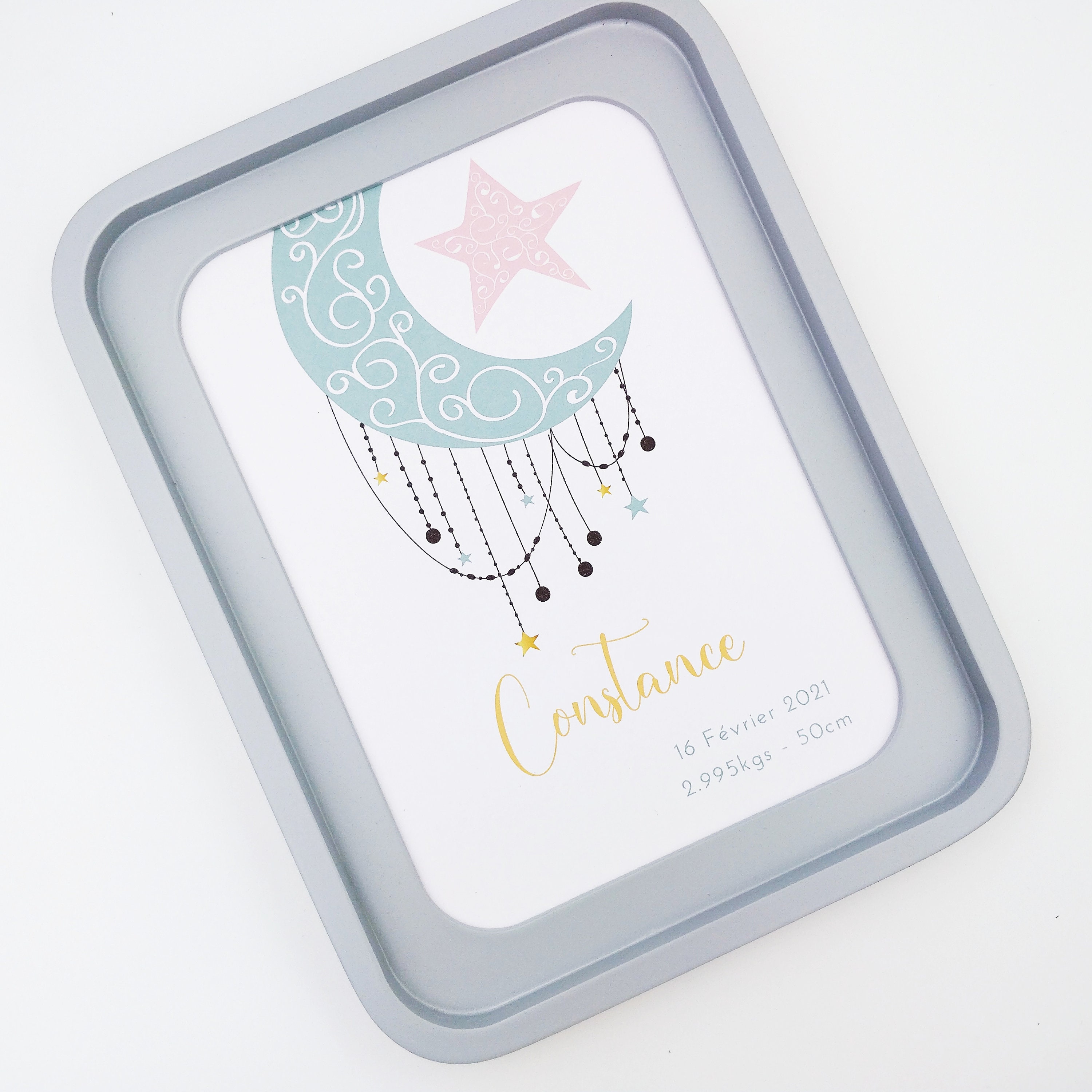 Affiche de Naissance Personnalisable Lune Bohème